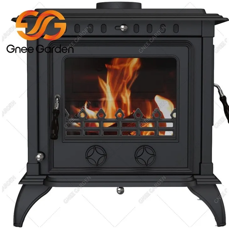 Free standing wood burning stove with chimney