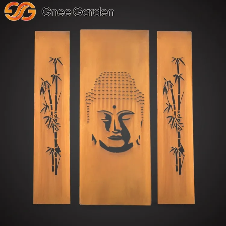 Corten dekoratív képernyő Buddha tervezőpanel