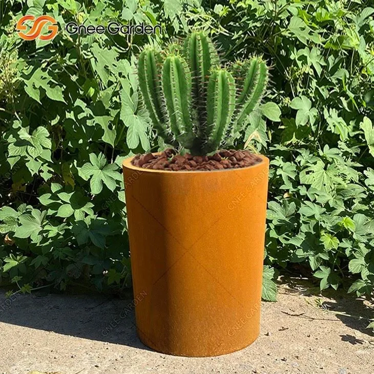 corten steel trough planter