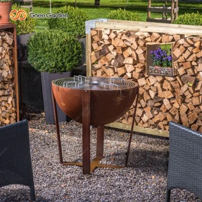 Corten acél kültéri tál{0}}alakú tűzgödör grill
