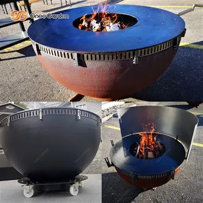 Corten acél, fatüzelésű tűzhely grillező grillsütővel