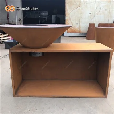 Hordozható Corten Steel kültéri faszén BBQ Plancha